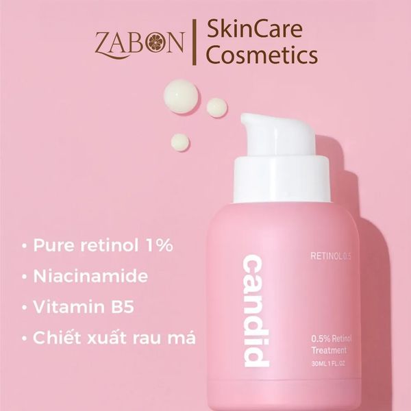 Bộ đôi hỗ trợ cải thiện da toàn diện Candid Retinol 1.0% 30ml & Hoạt chất AHA 100ml