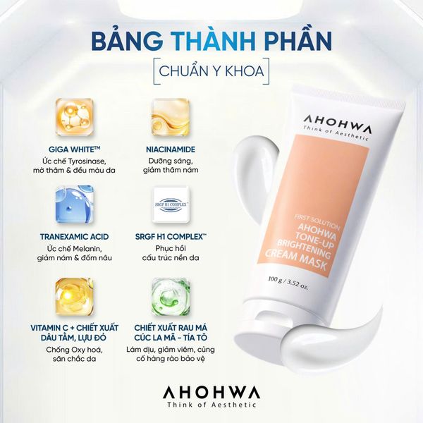 Mặt Nạ Ủ Sáng da AHOHWA Tone-Up Brightening Cream Mask 100g