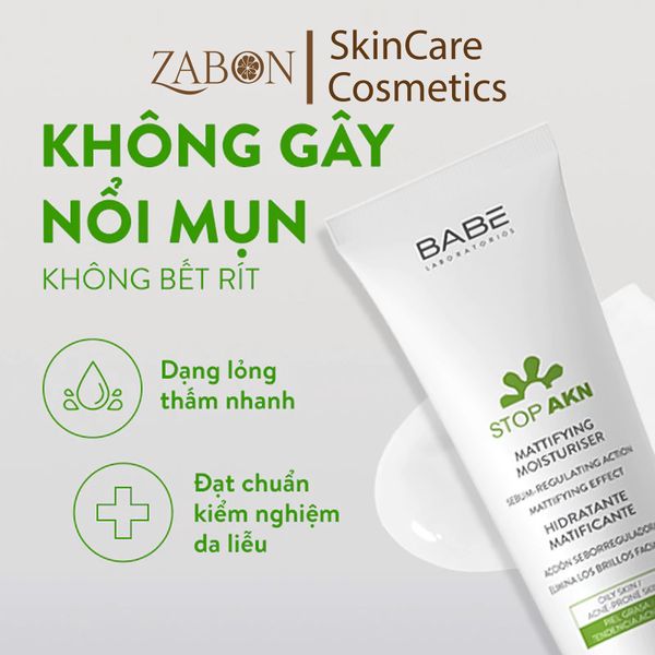 Bộ đôi làm sạch và dưỡng ẩm, giảm mụn, giảm nhờn BABE Stop AKN Purifying Cleansing Gel + Mattifying Moisturiser 50ml