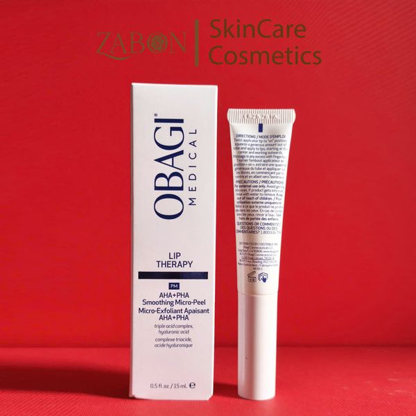 Tẩy tế bào chết môi Obagi Lip Therapy AHA + PHA Smoothing Micro-Peel giảm khô môi, làm môi mềm mịn 15ml