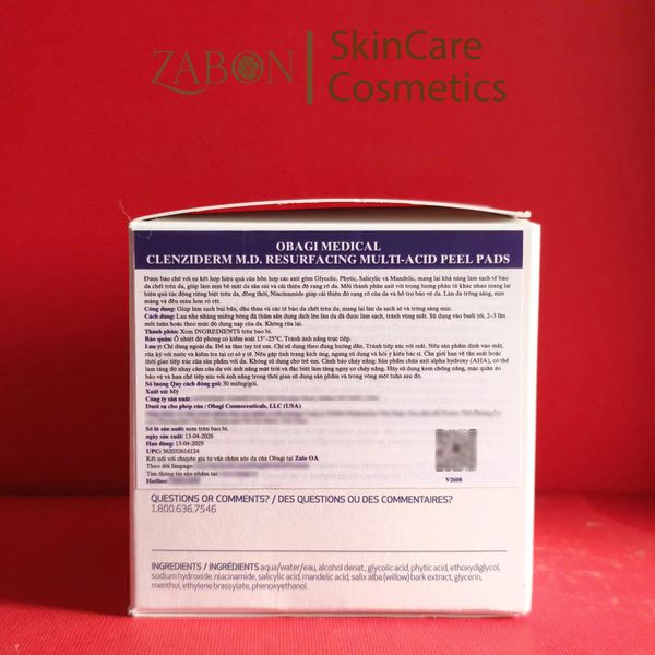 Miếng tẩy tế bào chết Obagi Clenziderm M.D. Resurfacing Multi-Acid Peel Pads