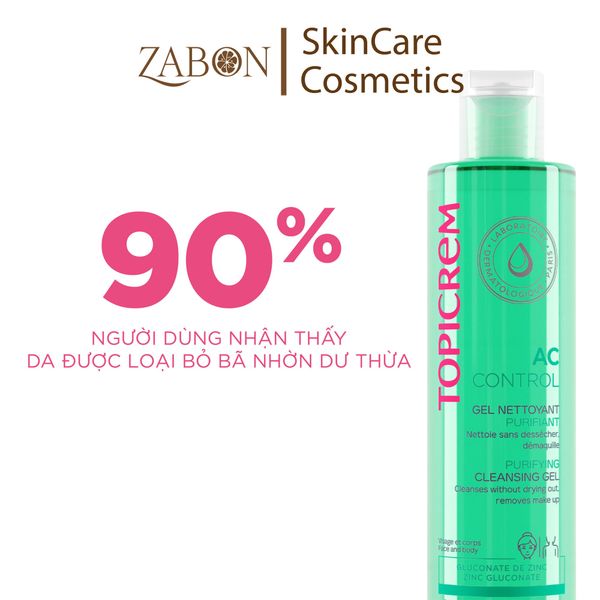 Gel rửa mặt Topicrem AC CONTROL Purifying Cleansing Gel - Rửa mặt nhẹ nhàng, không chứa xà phòng 400ml