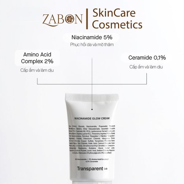 Kem dưỡng TRANSPARENT LAB NIACINAMIDE GLOW CREAM dưỡng sáng da 50ml