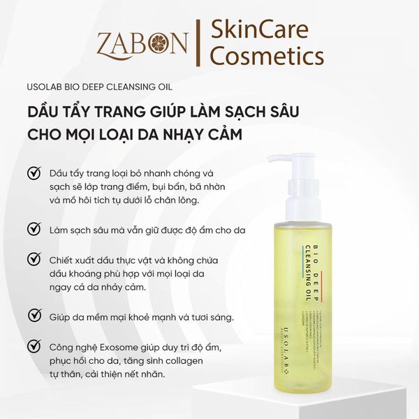 Dầu tẩy trang Usolab BIO DEEP CLEANSING OIL giúp làm sạch sâu và giữ ẩm cho mọi loại da 200ml