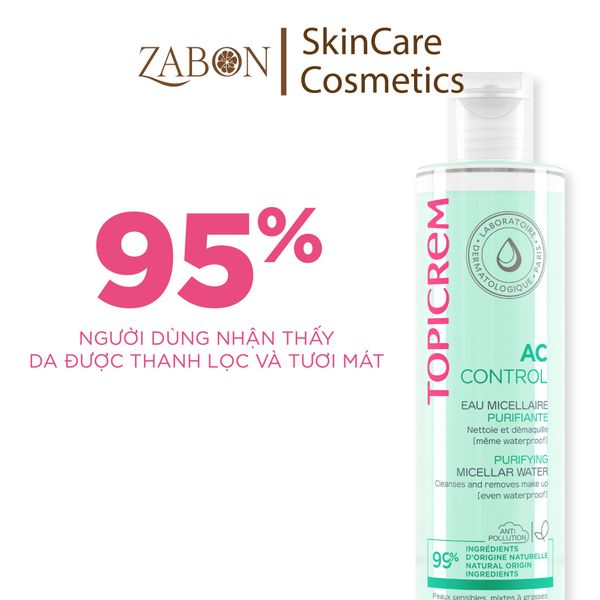 Nước tẩy trang Topicrem AC CONTROL Purifying Micellar Water dành cho da dầu mụn 200ml