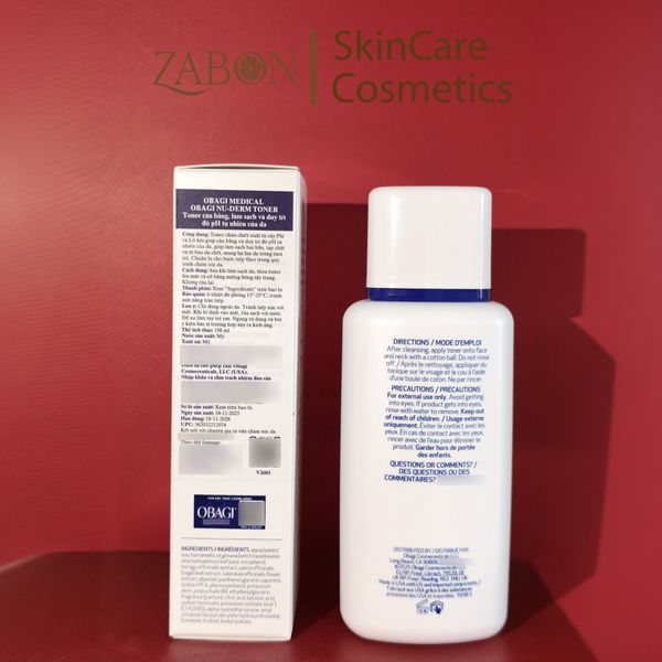 Nước hoa hồng không cồn cân bằng PH chiết xuất cây phỉ & lô hội Obagi Nu-Derm #2 198ml