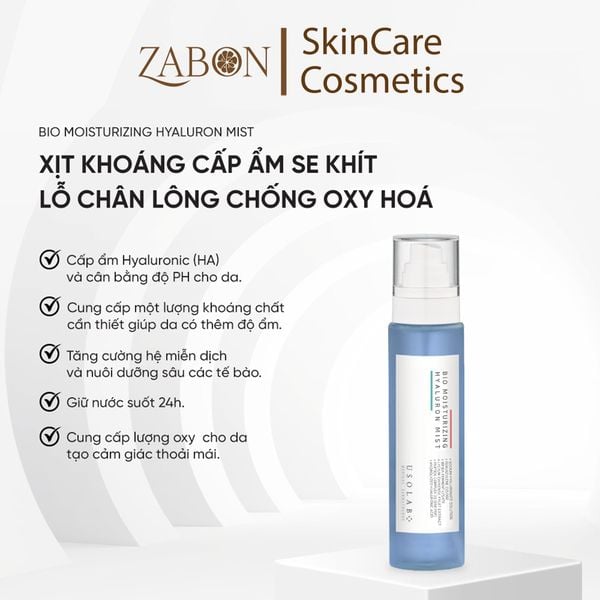 Xịt khoáng Usolab Bio Moisturizing Hyaluron Mist cấp ẩm, giảm dầu ngừa mụn & làm sạch sâu cho mọi loại da 150ml