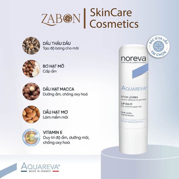 Son dưỡng môi Noreva Aquareva Lip Balm mềm mại và căng mộng tự nhiên 4g