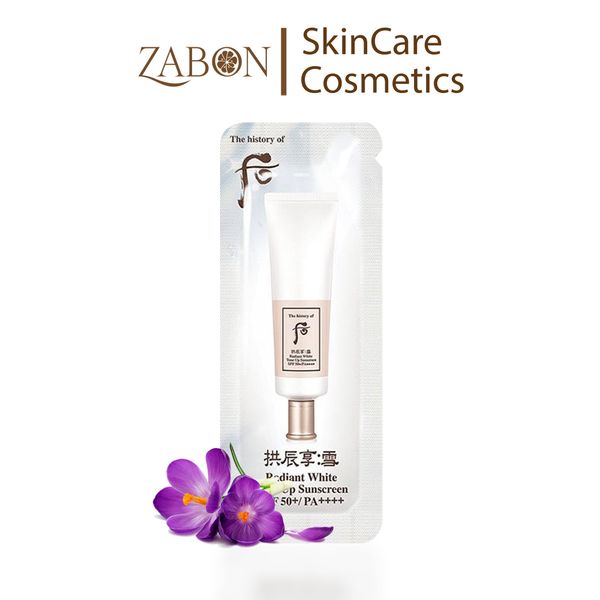 Combo 20 Sample Kem Chống Nắng Nâng Tone Dưỡng Trắng Whoo Radiant White Tone Up Sunscreen SPF 50+/ PA++++ 1ml