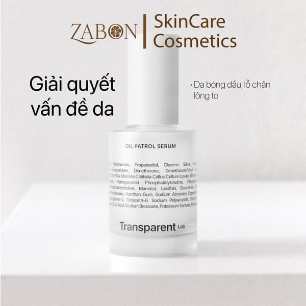 Tinh Chất Transparent Lab Oil Patrol Serum kiểm soát dầu, hỗ trợ làm mịn da 30ml