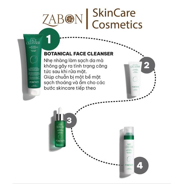 Gel rửa mặt PORÊVES chiết xuất 8 loại thảo mộc Botanical Face Cleanser dịu nhẹ với mọi loại da 50ml