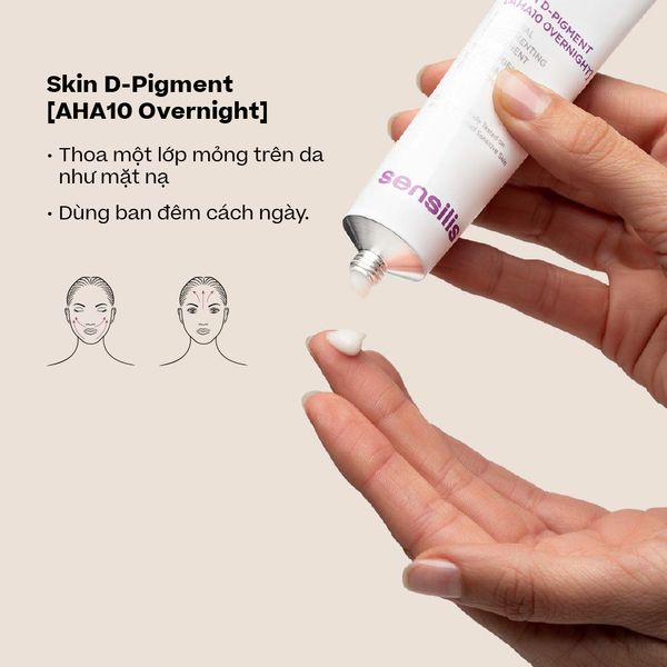 Kem dưỡng ban đêm Sensilis Skin D-Pigment [AHA10 Overnight] giảm sắc tố làm sáng đều da 30ml