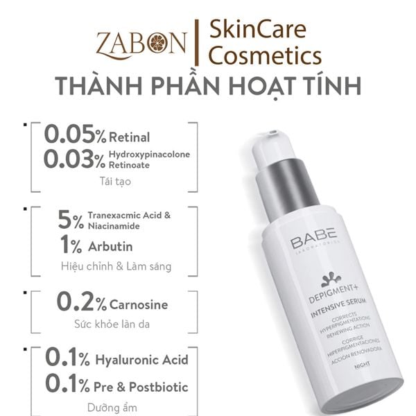 Bộ Đôi Lotion Và Tinh Chất Dưỡng Sáng Mờ Thâm Nám BABE DEPIGMENT+ Lotion Glow 150ml & Intensive Serum 30ml