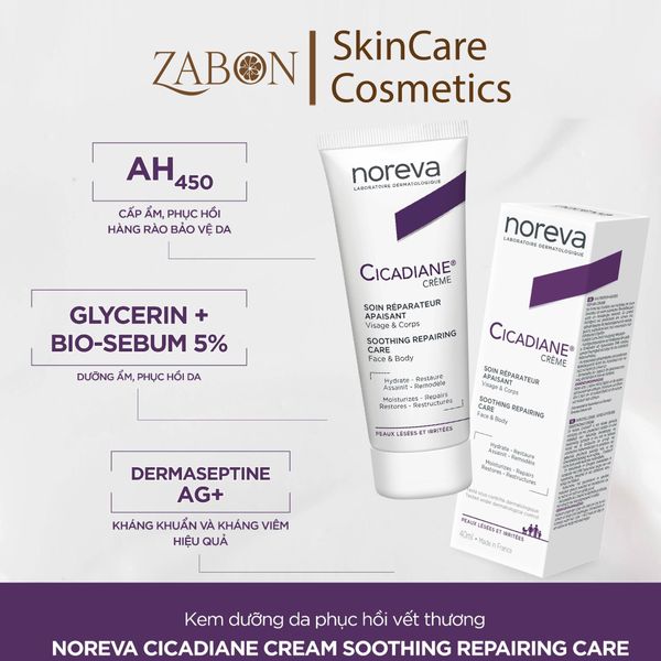 Kem NOREVA CICADIANE CREAM SOOTHING REPAIRING CARE phục hồi da 40ml