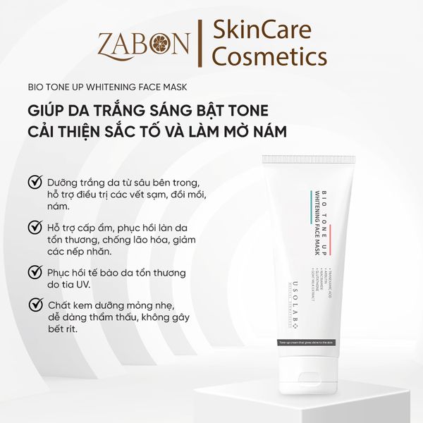 Kem ủ sáng mặt Usolab Bio Tone Up Whitening Face Mask giúp sáng da, cải thiện sắc tố 250ml