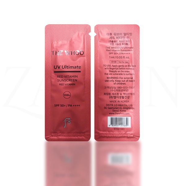 Combo 20 Sample Tinh chất chống nắng, chống lão hóa, làm dịu da The Whoo UV Red Vitamin Sunscreen 1ml