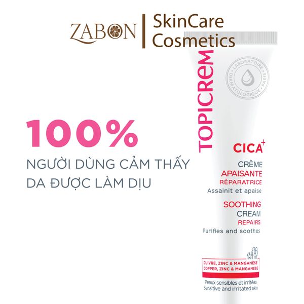 Kem dưỡng Topicrem CICA+ Soothing Cream làm dịu, thanh lọc và thúc đẩy quá trình phục hồi làn da 40ml