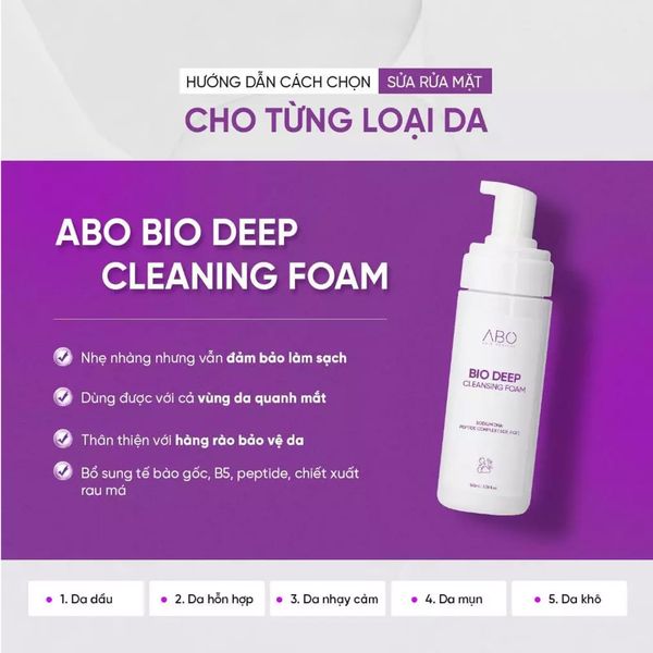 Sữa rửa mặt ABO Bio Deep Cleansing Foam giúp làm sạch sâu, cấp ẩm dịu da 150ml
