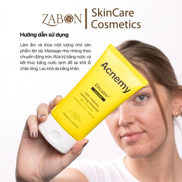 Gel rửa mặt Acnemy Zitcalm Anti-Redness Calming Cleanser giảm đỏ và làm dịu da 150ml