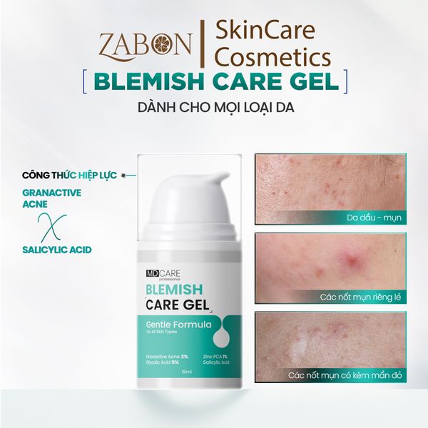 Gel Chấm Mụn MD CARE Blemish Care Gel Hỗ Trợ Làm Dịu Và Cải Thiện Mụn Viêm 15ml