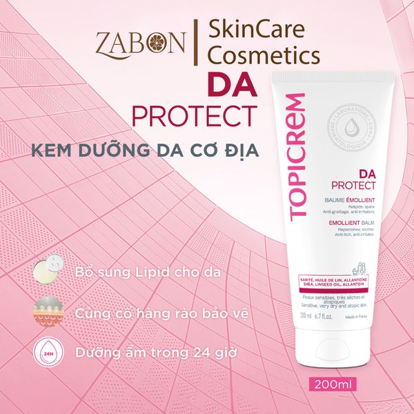 Kem dưỡng Topicrem DA PROTECT Emollient Balm giúp làm êm dịu da dành cho da khô và da cơ địa 200ml