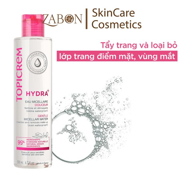 Nước tẩy trang Topicrem HYDRA+ Gentle Micellar Water dành cho nhạy cảm 200ml