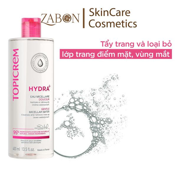 Nước tẩy trang Topicrem HYDRA+ Gentle Micellar Water dành cho nhạy cảm 400ml