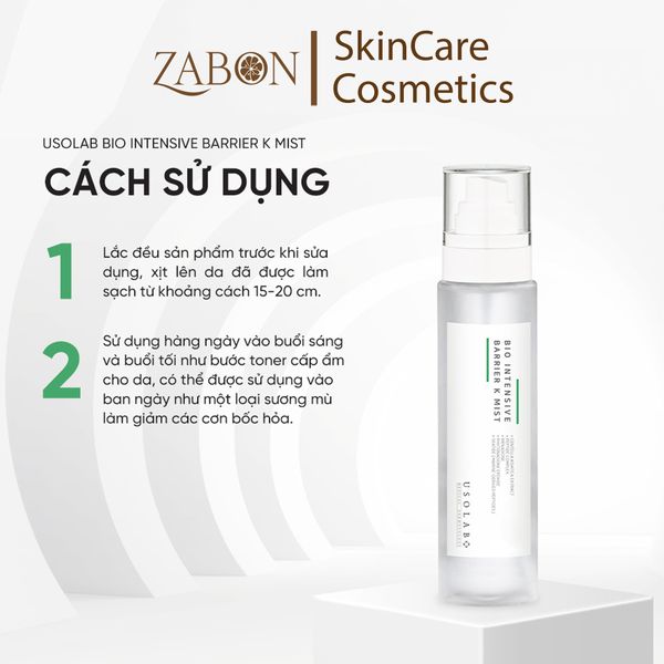 Xịt khoáng Usolab Bio Intensive Barrier K Mist giúp làm dịu da, phục hồi và dưỡng ẩm da 150ml
