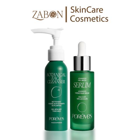 Bộ 2 sản phẩm PORÊVES Tinh chất Tiền lợi khuẩn Advanced Prebiotic Serum 30ml và Gel rửa mặt Botanical Face Cleanser 50ml
