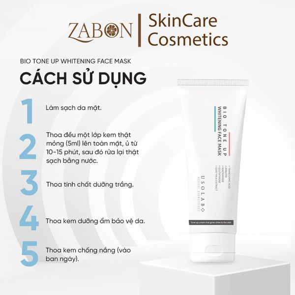 Kem ủ sáng mặt Usolab Bio Tone Up Whitening Face Mask giúp sáng da, cải thiện sắc tố 250ml
