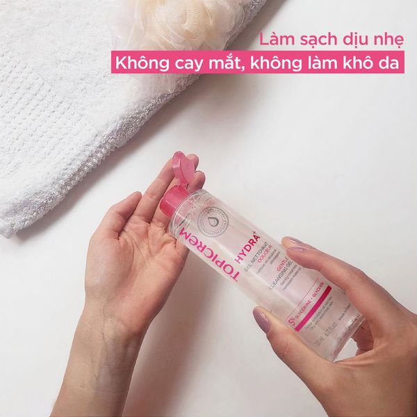 Gel rửa mặt Topicrem HYDRA+ Gentle Cleansing Gel không chứa xà phòng dành cho da khô và nhạy cảm 200ml