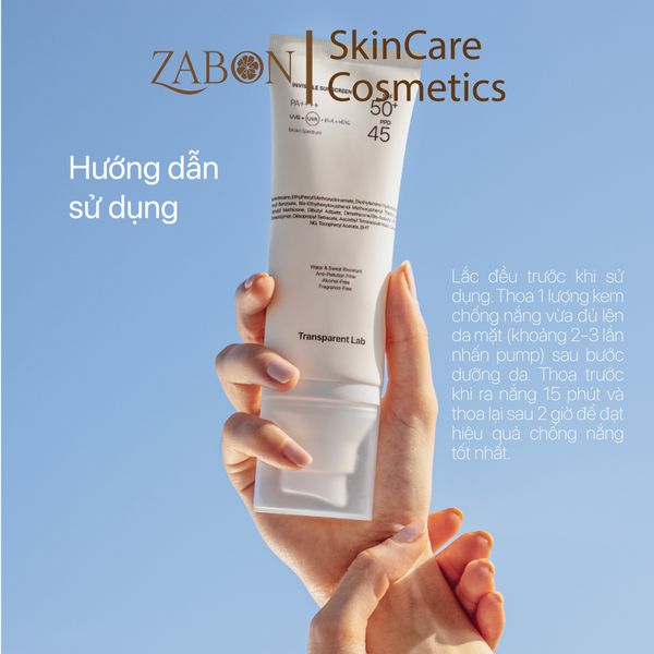 Kem chống nắng tàng hình Transparent Lab Invisible Sunscreen SPF 50+ 100ml
