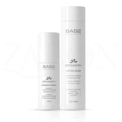 Bộ Đôi Lotion Và Tinh Chất Dưỡng Sáng Mờ Thâm Nám BABE DEPIGMENT+ Lotion Glow 150ml & Intensive Serum 30ml