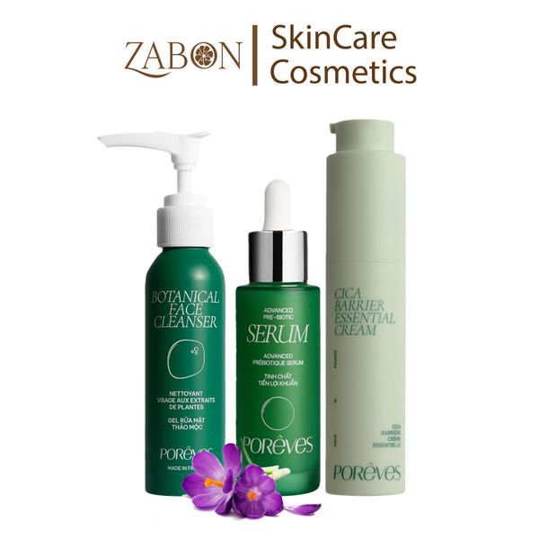 Bộ 3 PORÊVES làm sạch dịu nhẹ, dưỡng ẩm, làm mềm và phục hồi da