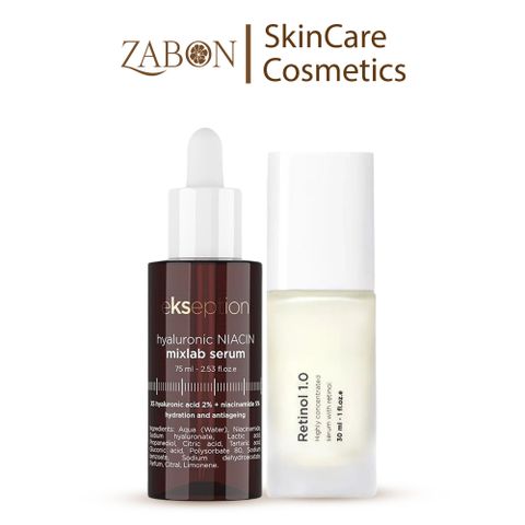 Combo Fusion Meso Retinol 1.0 30ml và Ekseption Hyaluronic Niacin 75ml hỗ trợ giảm nếp nhăn, giảm mụn, sáng da