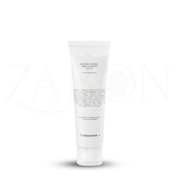 Sữa rửa mặt TRANSPARENT BLEMISH CONTROL BHA CLEANSER PH 3.5 kiểm soát mụn 150ml