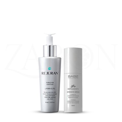 Combo REJURAN Turnover Ampoule 30ml & BABE DEPIGMENT+ Intensive Serum 30ml làm mờ vết thâm nám, phục hồi tái tạo sáng da