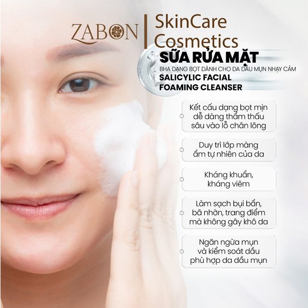 Sữa rửa mặt BHA dạng bọt dành cho da dầu mụn nhạy cảm MD CARE Salicylic Facial Foaming Cleanser 150ml