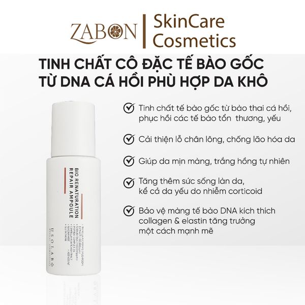 Tinh chất tế bào gốc trắng da, mờ nám, chống lão hóa Usolab Bio Renaturation Repair Ampoule 50ml