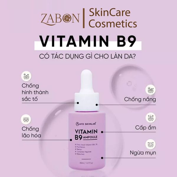 Serum AVO vitamin B9 làm dịu da hỗ trợ quá trình phục hồi và cấp ẩm cho da 30ml