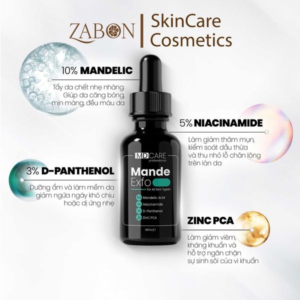 Tẩy tế bào chết căng bóng, cấp ẩm và làm sáng da MD CARE Mande Exfo 30ml