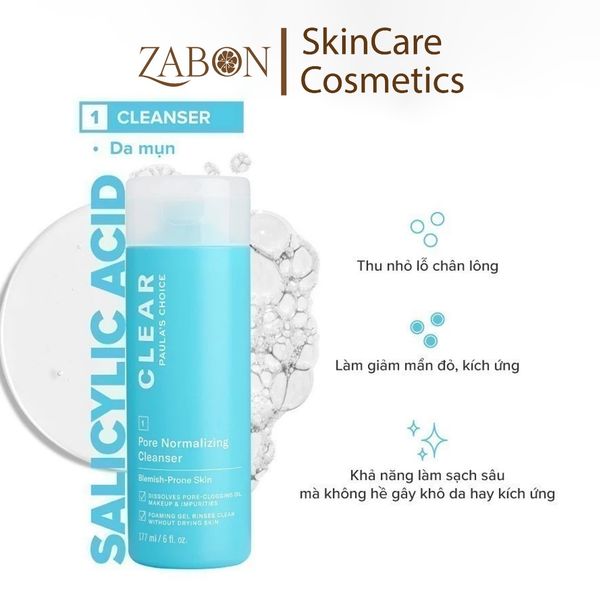 Sữa rửa mặt ngăn ngừa mụn Paula’s Choice Clear Pore Normalizing Cleanser 177ml