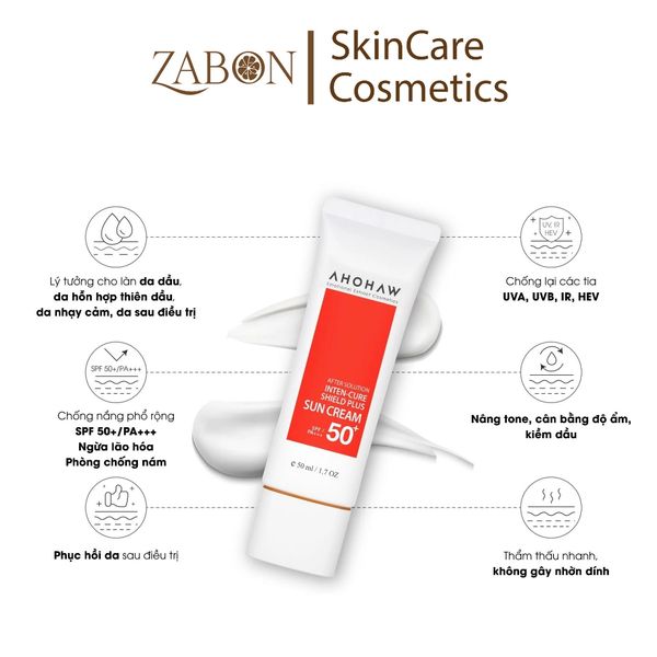 Kem chống nắng AHOHWA SPF 50+/PA+++ Inten-Cure Shield Plus Sun Cream (50gr)