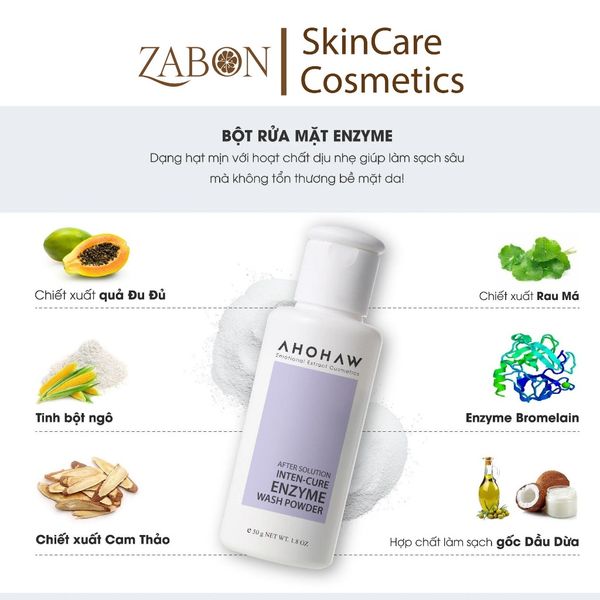 Bột rửa mặt làm sạch sâu cho da nhạy cảm Ahohwa Inten Cure Enzyme Wash Powder (50g)