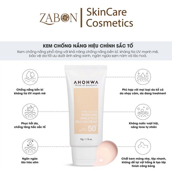 Kem chống nắng Ahohwa Inten Cure Shield Plus Mild Sun Cream SPF50+/PA++++ 50g