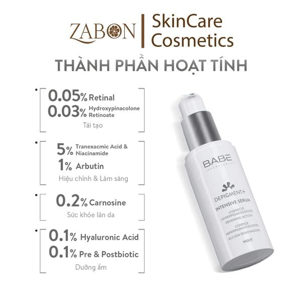 Tinh chất BABE DEPIGMENT+ Intensive Serum dưỡng sáng da và làm mờ vết thâm nám 30ml