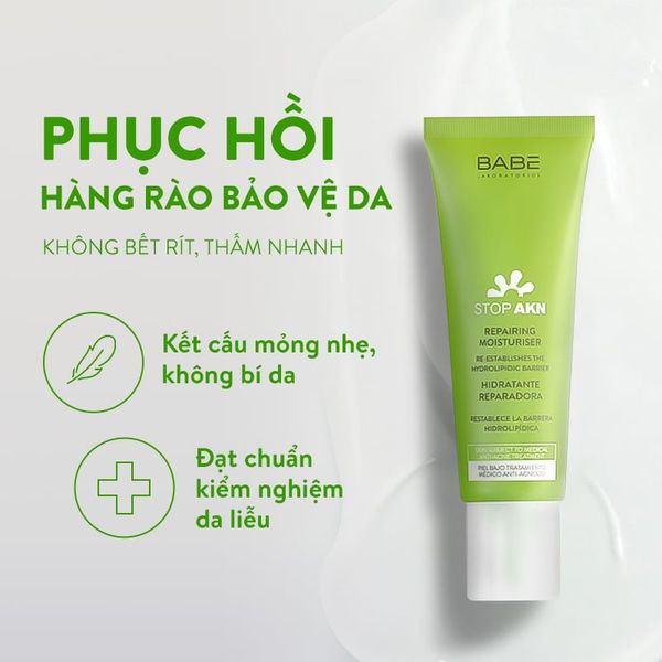 Kem phục hồi ngăn ngừa mụn Babe Stop AKN Repairing Moisturiser 50ml