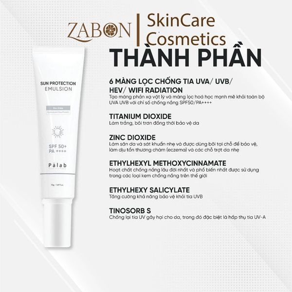 Kem chống nắng dưỡng ẩm Palab - Giúp chống ánh sáng xanh, ngăn ngừa tổn thương da PALAB SUN 70g