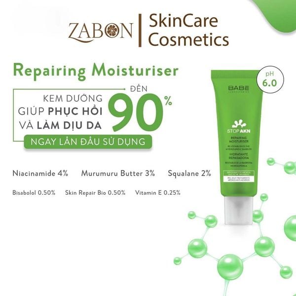 Kem phục hồi ngăn ngừa mụn Babe Stop AKN Repairing Moisturiser 50ml