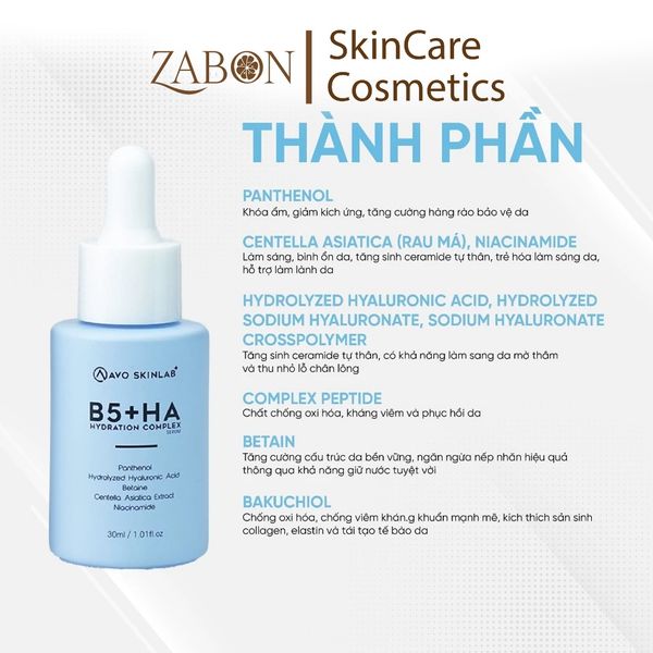 Serum HA B5 AVO - tái tạo, phục hồi da, tăng đàn hồi, da căng bóng 30ml